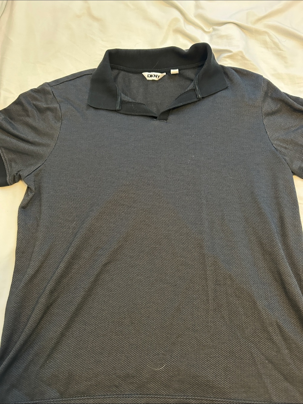 DKNY Men’s Dark Navy Textured Polo Shirt